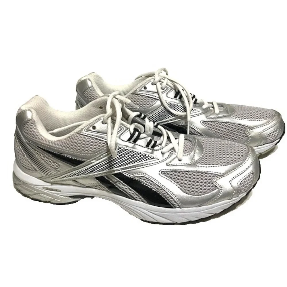 Reebok Men's Pheehan Running Tennis Shoes Silver and Black Size 14 Shoe